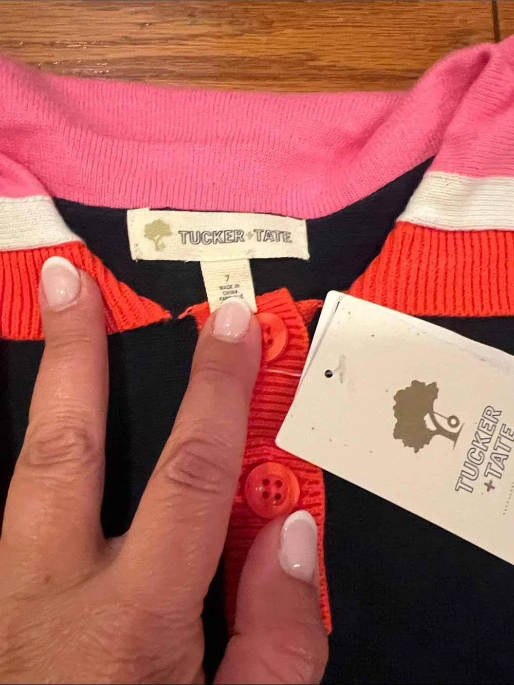 NWT Size 7 Tucker & Tate Navy and Orange Sweater